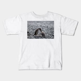 Gentoo penguin and chick at Brown Bluff Kids T-Shirt